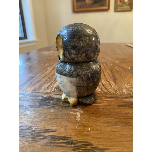 Handcrafted Marble Owl Figurine - 4" Tall - Hand-Painted Eyes - Decorative Colle - Picture 6 of 7
